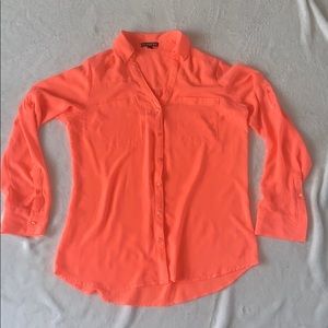 Express Peach Button Up Top Medium